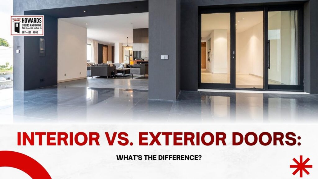 Modern home interior with sliding glass exterior door, illustrating the difference between interior and exterior doors